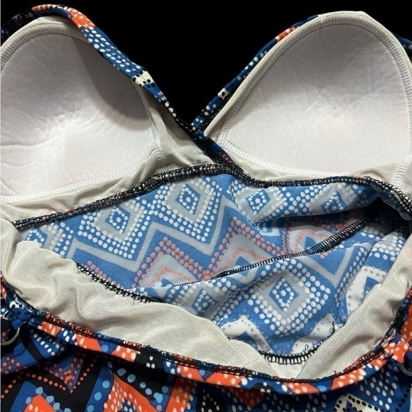 Tankini Tribal Geometric Pattern Tiered Ruffled Colorful womens xsmall kids 12 - Picture 7 of 11